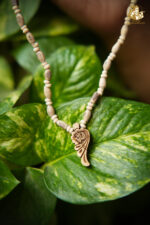 Radhe Charan Wooden Pendant with Tulsi Mala