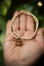 Radha Naam Lotus Wooden Pendant with Tulsi Mala