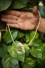 Radha Naam Lotus Wooden Pendant with Tulsi Mala - Image 5