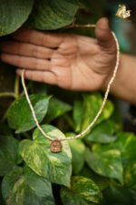 Radha Naam Lotus Wooden Pendant with Tulsi Mala - Image 6