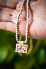 Shri Radhe Radhe Wooden Pendant Tulsi Mala