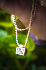 Shri Radhe Radhe Wooden Pendant Tulsi Mala - Image 4